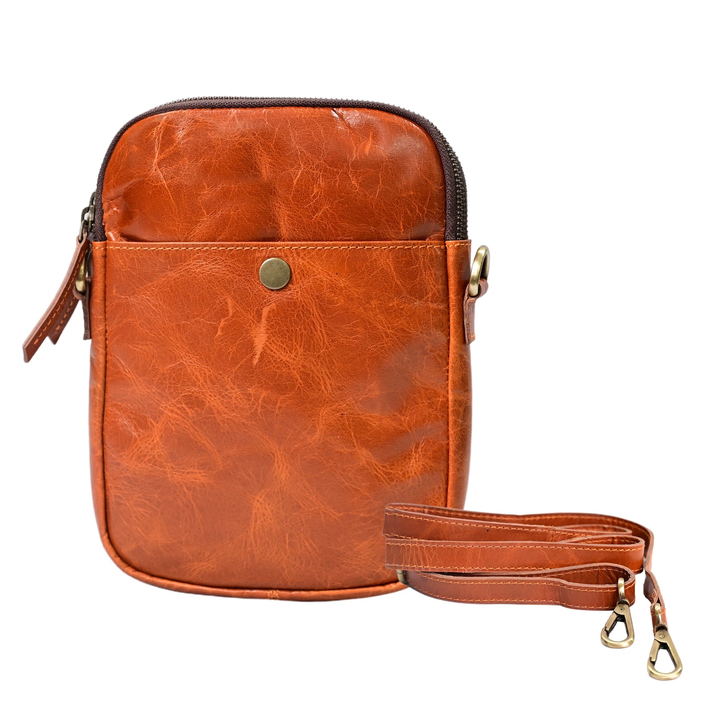 Premium Tan Color Genuine Leather Sling Side Bag - Stylish, Durable Design for Everyday Use and Comfort