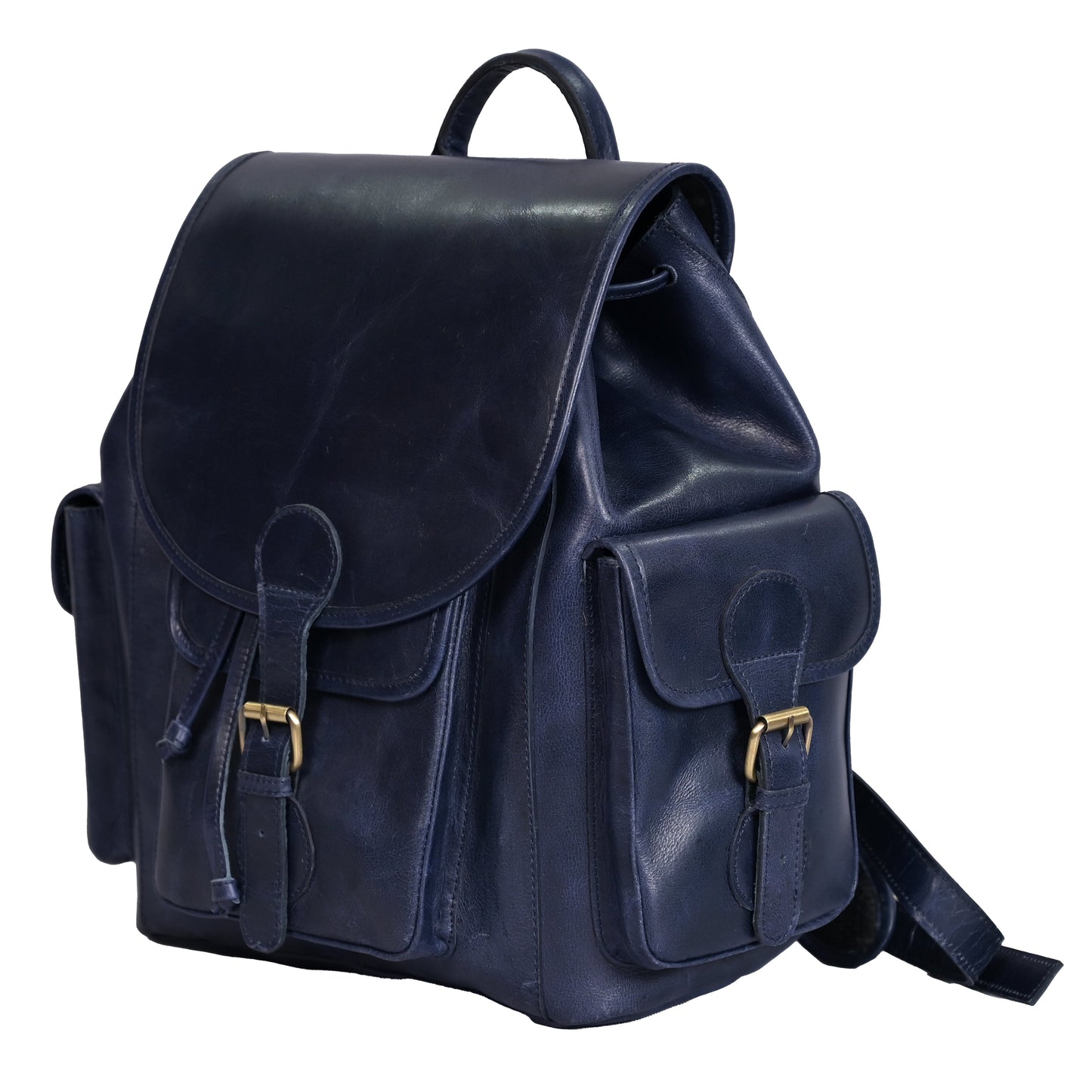 Reonndarling genuine leather navy blue color multi purpose backpack for mens & womens