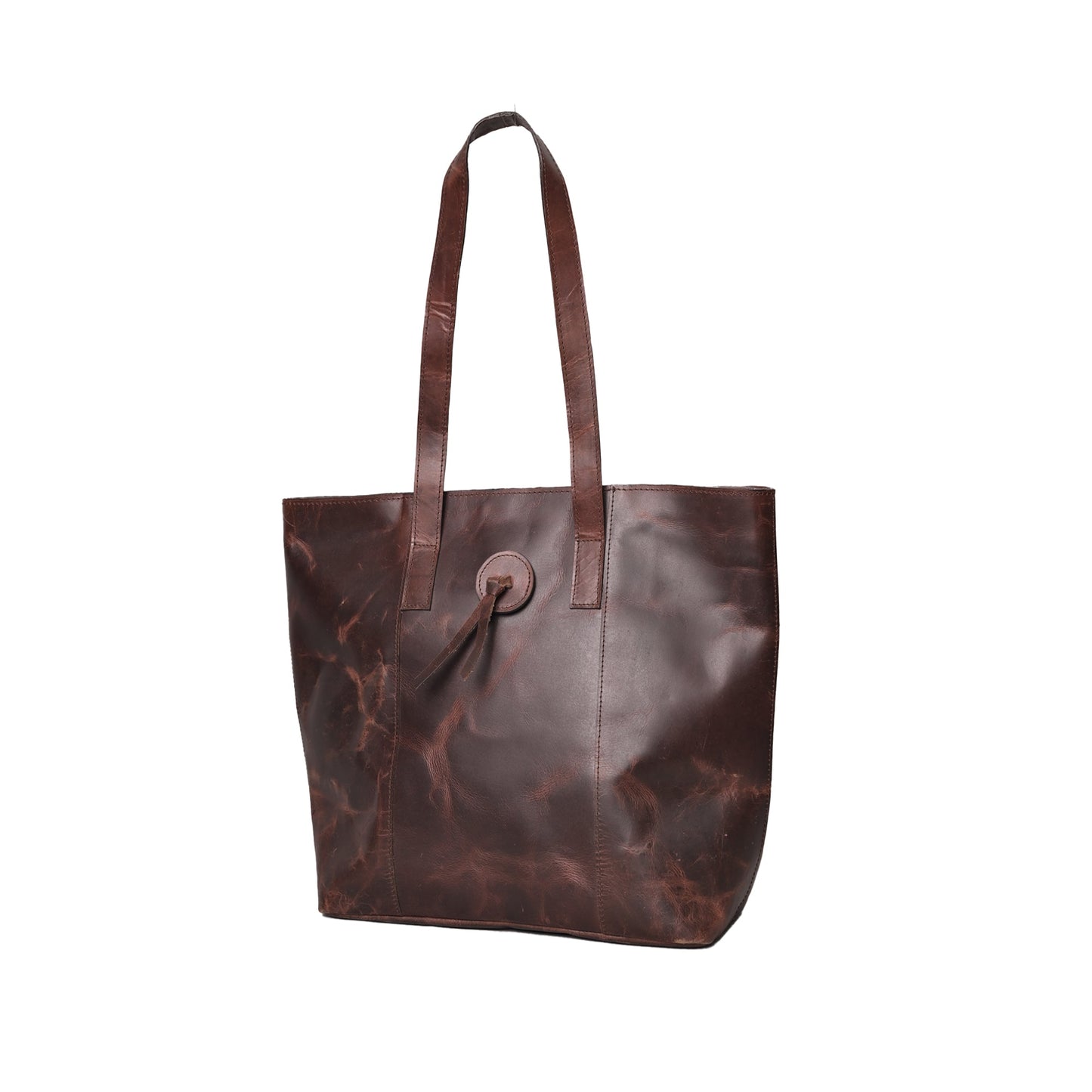 REONNDARLING Genuine Leather Crunch Brown Color Tote with Flower For Women's