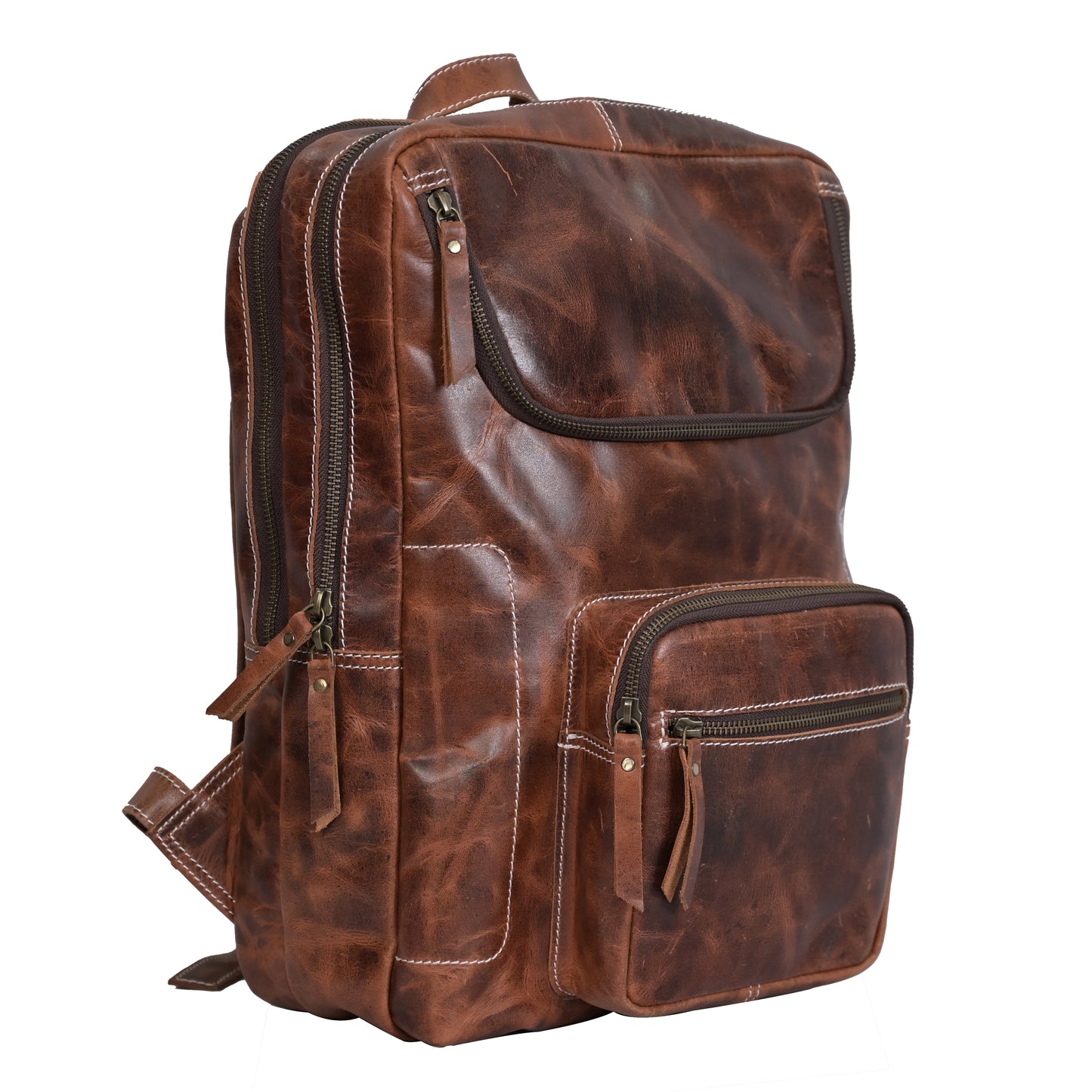 REONNDARLING Genuine Leather Brown Color Back Pack For Men/Women & Students For Multi Purpose