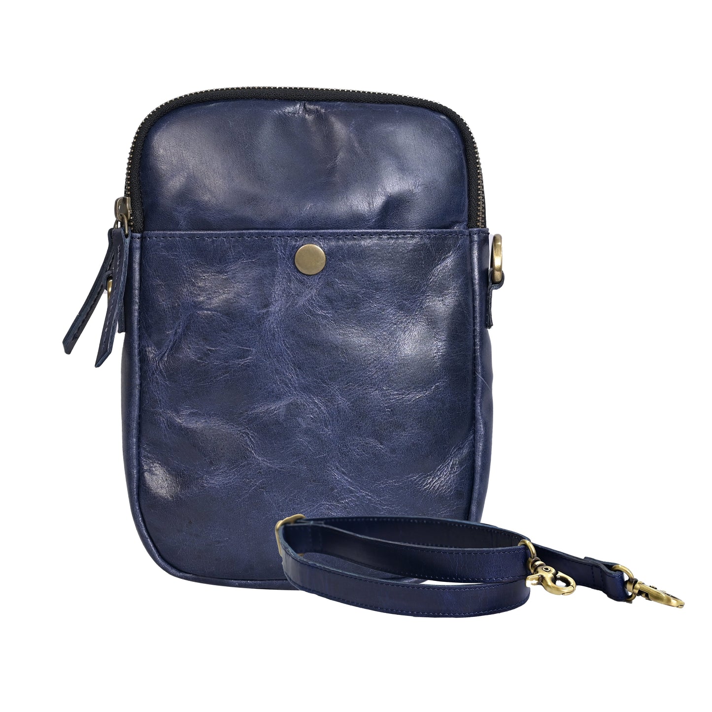 Elegant Blue Leather Sling Side Bag - Premium Quality, Stylish Design for Everyday Use