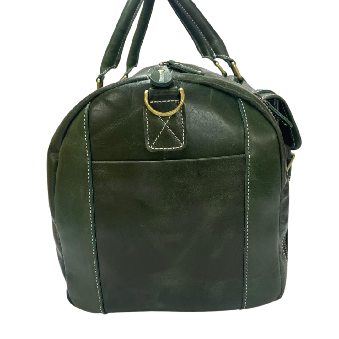 REONNDARLING Genuine Leather Duffel Bag Green Color for Mutli Purpose Traveling Bag for Men & Women