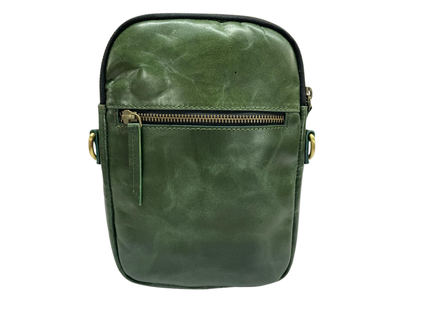 Genuine Leather Green Color Sling Bag/Side Bag For Traveler Small Bag For Unisex & Students.