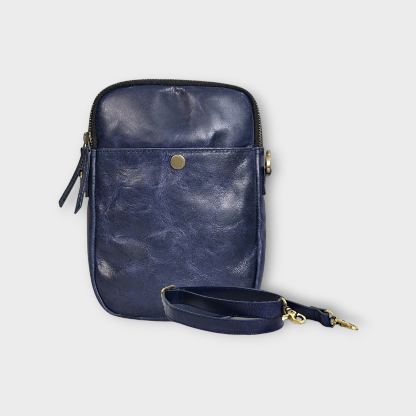 Elegant Blue Leather Sling Side Bag - Premium Quality, Stylish Design for Everyday Use