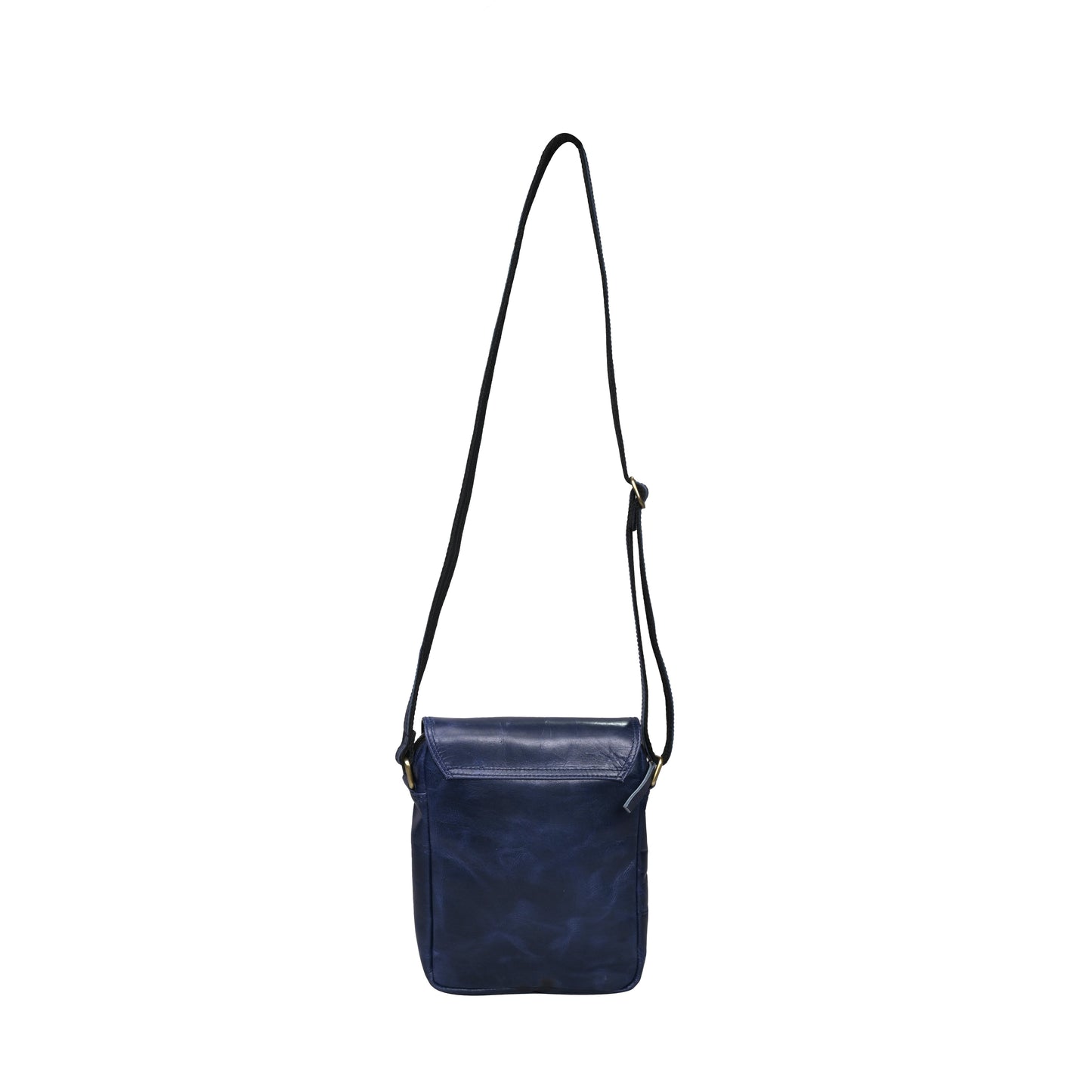 REONNDARLING Genuine Leather Navy Blue Flap Sling Bag For Traveler Small Bag For Unisex & Students.